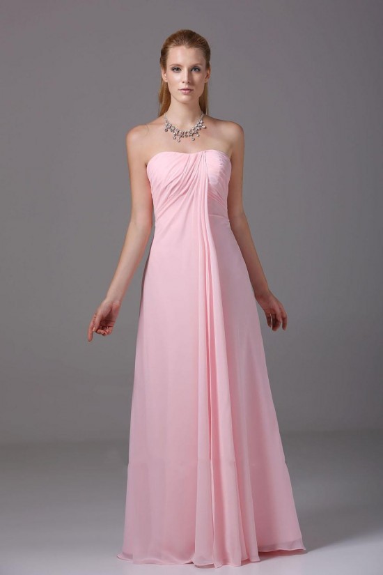 A-Line Strapless Pink Floor-Length Chiffon Bridesmaid Dresses/Wedding Party Dresses BD010443 A-Line Strapless Pink Floor-Length Chiffon Bridesmaid Dresses/Wedding Party Dresses BD010443