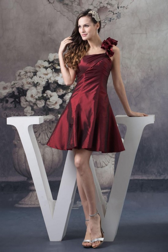 A-Line One-Shoulder Short Taffeta Bridesmaid Dresses/Wedding Party Dresses BD010450 A-Line One-Shoulder Short Taffeta Bridesmaid Dresses/Wedding Party Dresses BD010450