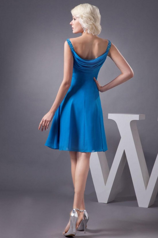 A-Line Beaded Spaghetti Strap Short Blue Chiffon Bridesmaid Dresses/Wedding Party Dresses BD010451 A-Line Beaded Spaghetti Strap Short Blue Chiffon Bridesmaid Dresses/Wedding Party Dresses BD010451