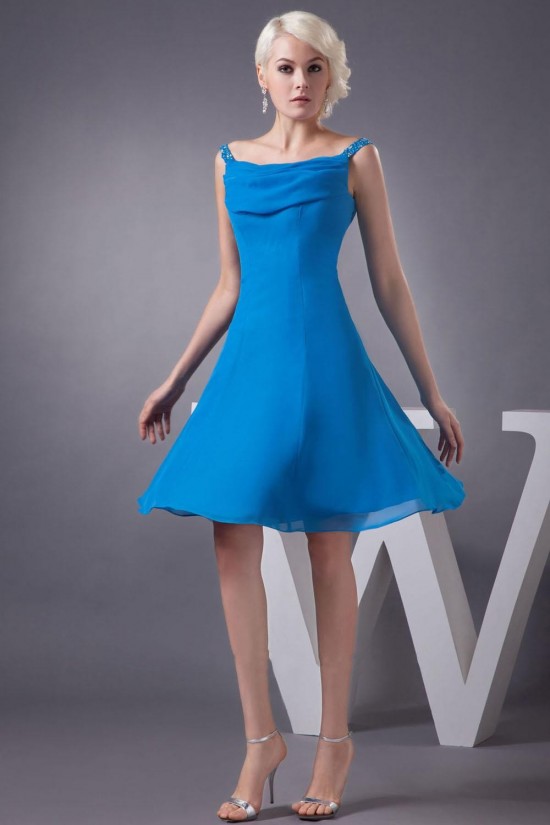 A-Line Beaded Spaghetti Strap Short Blue Chiffon Bridesmaid Dresses/Wedding Party Dresses BD010451 A-Line Beaded Spaghetti Strap Short Blue Chiffon Bridesmaid Dresses/Wedding Party Dresses BD010451