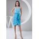 Short/Mini Halter Blue Chiffon Bridesmaid Dresses/Wedding Party Dresses BD010452