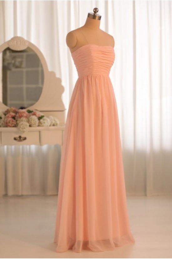 A-Line Strapless Floor-Length Chiffon Bridesmaid Dresses/Wedding Party Dresses BD010495