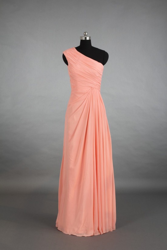 A-Line One-Shoulder Long Chiffon Bridesmaid Dresses/Evening Dresses BD010527 A-Line One-Shoulder Long Chiffon Bridesmaid Dresses/Evening Dresses BD010527