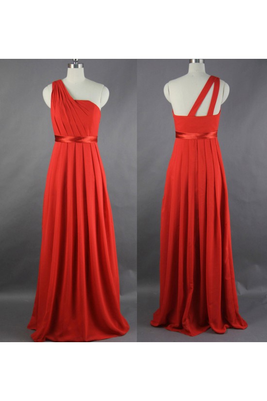 A-Line One-Shoulder Long Chiffon Bridesmaid Dresses/Evening Dresses BD010533 A-Line One-Shoulder Long Chiffon Bridesmaid Dresses/Evening Dresses BD010533