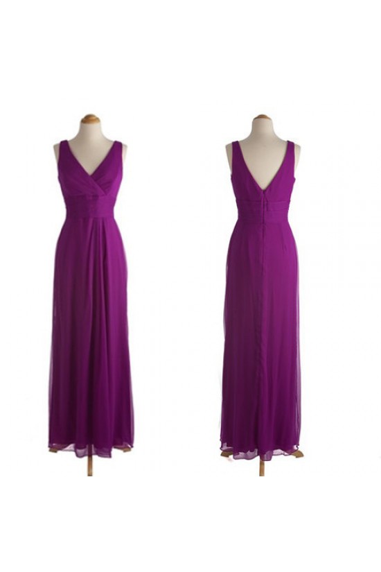 A-Line V-Neck Long Purple Chiffon Bridesmaid Dresses/Evening Dresses BD010540 A-Line V-Neck Long Purple Chiffon Bridesmaid Dresses/Evening Dresses BD010540