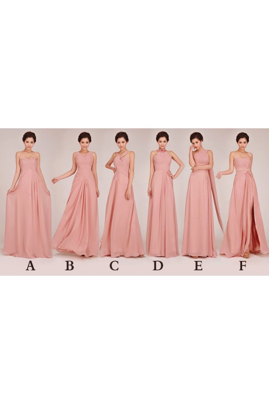A-Line Long Pink Chiffon Bridesmaid Dresses/Evening Dresses BD010542 A-Line Long Pink Chiffon Bridesmaid Dresses/Evening Dresses BD010542
