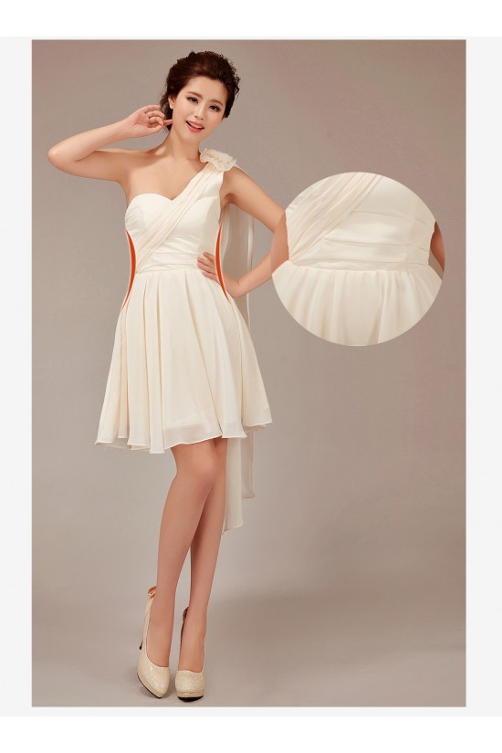 A-Line One-Shoulder Short Chiffon Bridesmaid Dresses/Evening Dresses BD010548 A-Line One-Shoulder Short Chiffon Bridesmaid Dresses/Evening Dresses BD010548