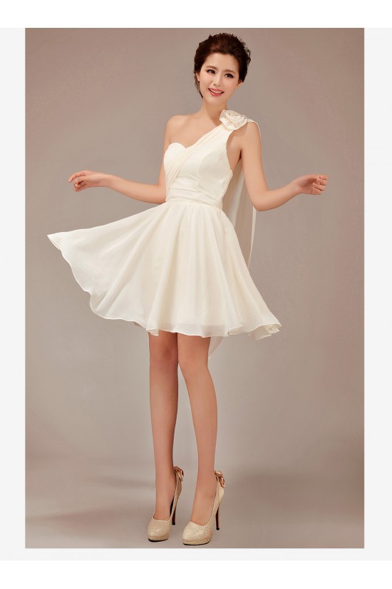 A-Line One-Shoulder Short Chiffon Bridesmaid Dresses/Evening Dresses BD010548 A-Line One-Shoulder Short Chiffon Bridesmaid Dresses/Evening Dresses BD010548