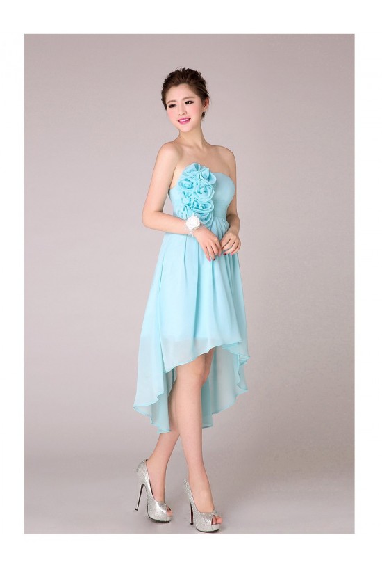 High Low Strapless Short Blue Chiffon Bridesmaid Dresses/Evening Dresses BD010566 High Low Strapless Short Blue Chiffon Bridesmaid Dresses/Evening Dresses BD010566