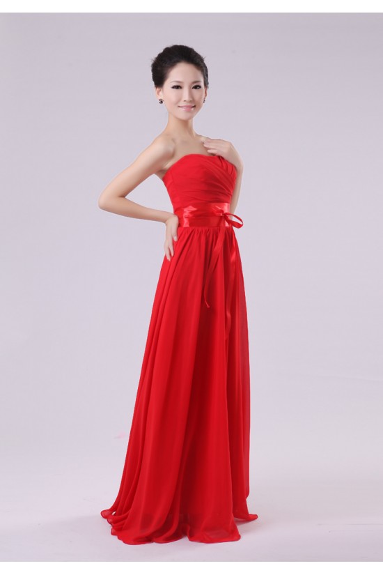 A-Line Strapless Long Red Chiffon Bridesmaid Dresses/Evening Dresses BD010572 A-Line Strapless Long Red Chiffon Bridesmaid Dresses/Evening Dresses BD010572