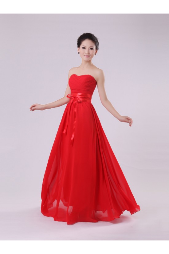 A-Line Strapless Long Red Chiffon Bridesmaid Dresses/Evening Dresses BD010572 A-Line Strapless Long Red Chiffon Bridesmaid Dresses/Evening Dresses BD010572