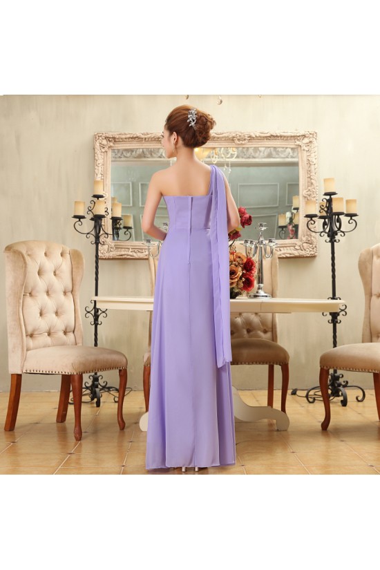 A-Line One-Shoulder Beaded Long Lilac Chiffon Bridesmaid Dresses/Evening Dresses BD010583 A-Line One-Shoulder Beaded Long Lilac Chiffon Bridesmaid Dresses/Evening Dresses BD010583