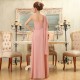 A-Line One-Shoulder Beaded Long Pink Chiffon Bridesmaid Dresses/Evening Dresses BD010585 A-Line One-Shoulder Beaded Long Pink Chiffon Bridesmaid Dresses/Evening Dresses BD010585