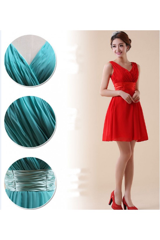 A-Line V-Neck Short Chiffon Bridesmaid Dresses/Evening Dresses BD010595 A-Line V-Neck Short Chiffon Bridesmaid Dresses/Evening Dresses BD010595