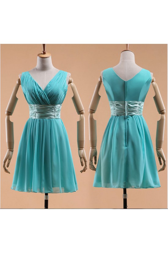 A-Line V-Neck Short Chiffon Bridesmaid Dresses/Evening Dresses BD010595 A-Line V-Neck Short Chiffon Bridesmaid Dresses/Evening Dresses BD010595