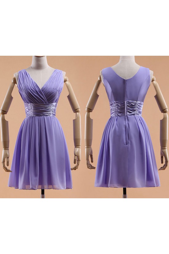A-Line V-Neck Short Chiffon Bridesmaid Dresses/Evening Dresses BD010595 A-Line V-Neck Short Chiffon Bridesmaid Dresses/Evening Dresses BD010595