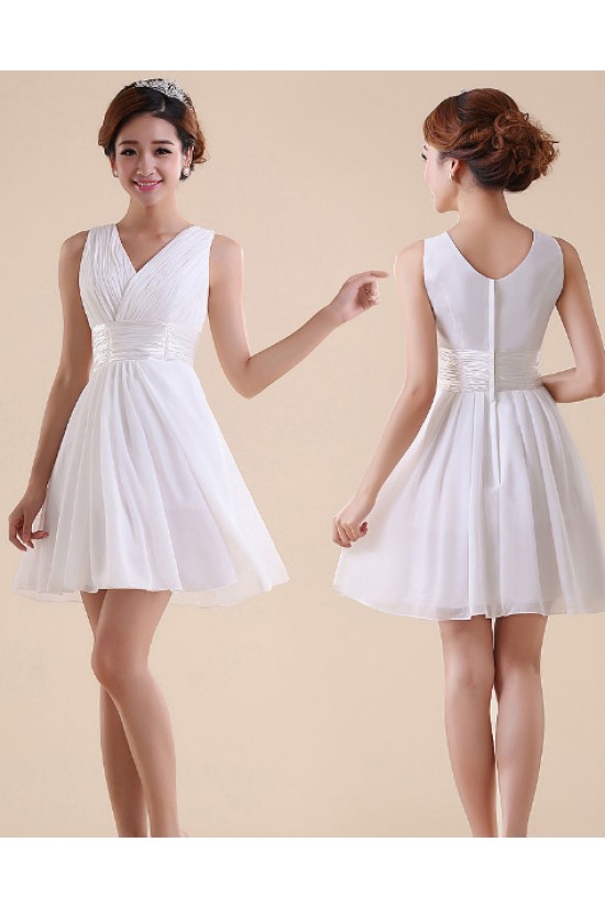 A-Line V-Neck Short Chiffon Bridesmaid Dresses/Evening Dresses BD010595 A-Line V-Neck Short Chiffon Bridesmaid Dresses/Evening Dresses BD010595