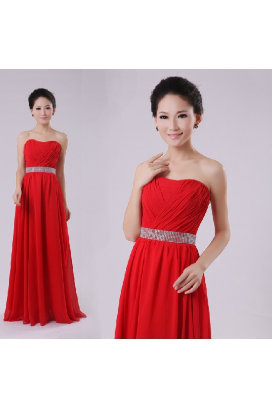 A-Line Strapless Long Red Chiffon Bridesmaid Dresses/Evening Dresses BD010601 A-Line Strapless Long Red Chiffon Bridesmaid Dresses/Evening Dresses BD010601