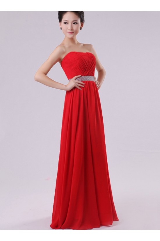 A-Line Strapless Long Red Chiffon Bridesmaid Dresses/Evening Dresses BD010601 A-Line Strapless Long Red Chiffon Bridesmaid Dresses/Evening Dresses BD010601