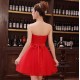 A-Line Strapless Short Red Tulle and Lace Bridesmaid Dresses/Evening Dresses BD010604 A-Line Strapless Short Red Tulle and Lace Bridesmaid Dresses/Evening Dresses BD010604
