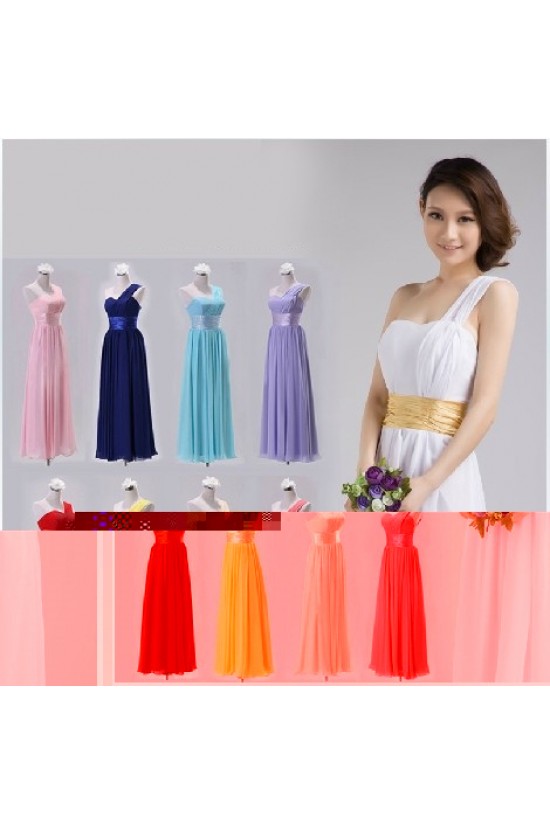 A-Line One-Shoulder Long Chiffon Bridesmaid Dresses/Evening Dresses BD010607 A-Line One-Shoulder Long Chiffon Bridesmaid Dresses/Evening Dresses BD010607