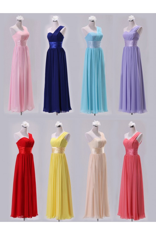 A-Line One-Shoulder Long Chiffon Bridesmaid Dresses/Evening Dresses BD010607 A-Line One-Shoulder Long Chiffon Bridesmaid Dresses/Evening Dresses BD010607