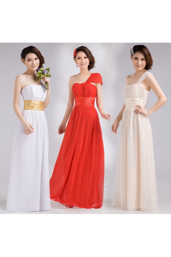 A-Line One-Shoulder Long Chiffon Bridesmaid Dresses/Evening Dresses BD010607 A-Line One-Shoulder Long Chiffon Bridesmaid Dresses/Evening Dresses BD010607