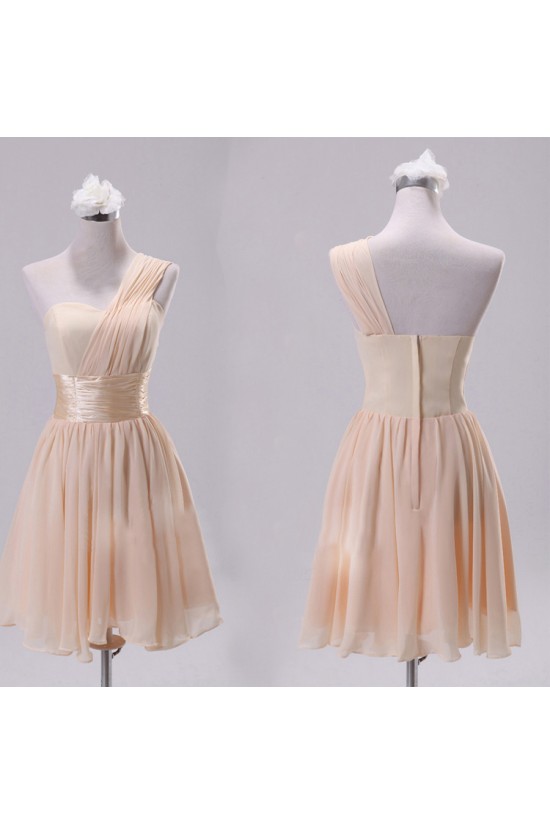A-Line One-Shoulder Short Chiffon Bridesmaid Dresses/Evening Dresses BD010608 A-Line One-Shoulder Short Chiffon Bridesmaid Dresses/Evening Dresses BD010608