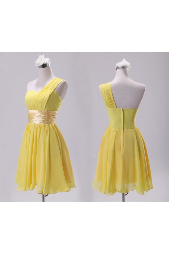 A-Line One-Shoulder Short Chiffon Bridesmaid Dresses/Evening Dresses BD010608 A-Line One-Shoulder Short Chiffon Bridesmaid Dresses/Evening Dresses BD010608