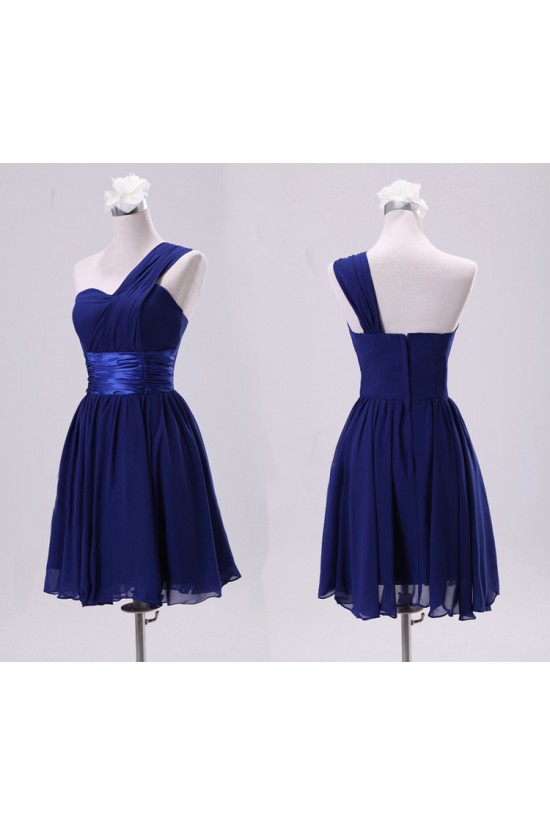 A-Line One-Shoulder Short Chiffon Bridesmaid Dresses/Evening Dresses BD010608 A-Line One-Shoulder Short Chiffon Bridesmaid Dresses/Evening Dresses BD010608