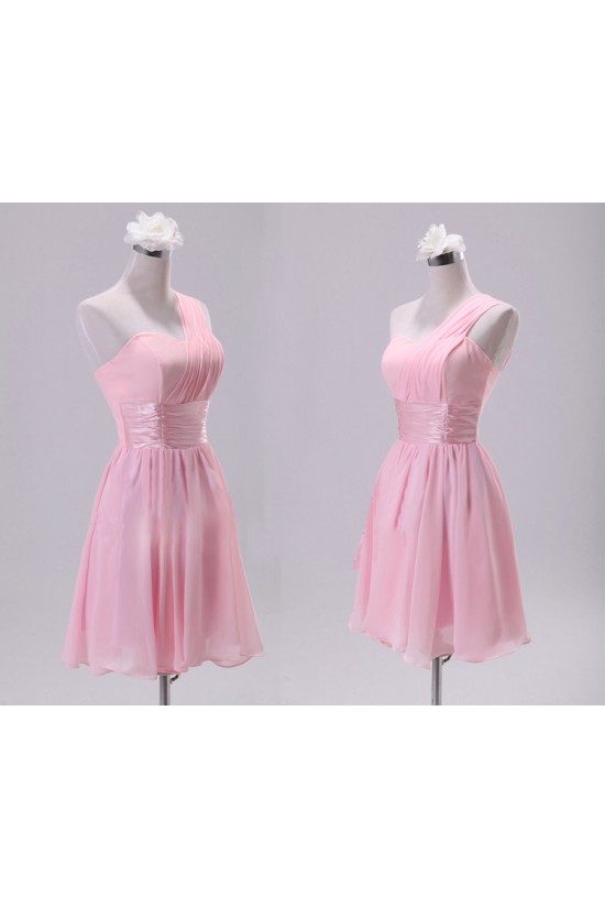 A-Line One-Shoulder Short Chiffon Bridesmaid Dresses/Evening Dresses BD010608 A-Line One-Shoulder Short Chiffon Bridesmaid Dresses/Evening Dresses BD010608