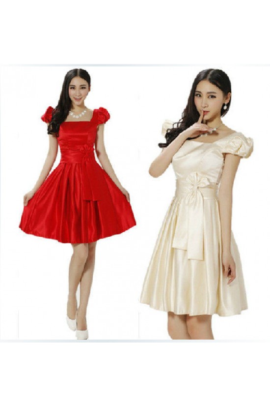 A-Line Short Satin Bridesmaid Dresses/Evening Dresses BD010612 A-Line Short Satin Bridesmaid Dresses/Evening Dresses BD010612