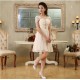 A-Line Off-The-Shoulder Short Beaded Chiffon Bridesmaid Dresses/Evening Dresses BD010614 A-Line Off-The-Shoulder Short Beaded Chiffon Bridesmaid Dresses/Evening Dresses BD010614