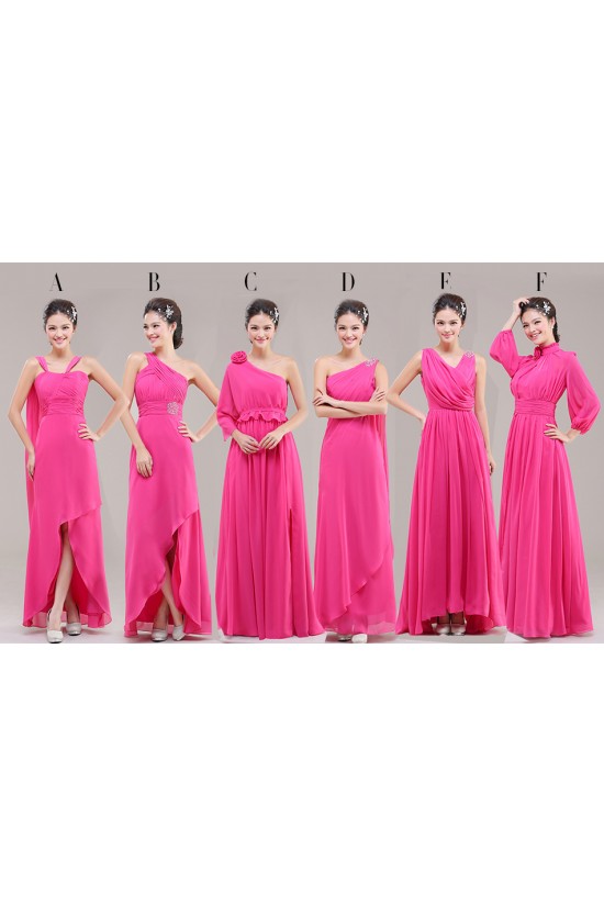 A-Line Long Pink Chiffon Bridesmaid Dresses/Evening Dresses BD010628 A-Line Long Pink Chiffon Bridesmaid Dresses/Evening Dresses BD010628