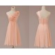 A-Line One-Shoulder Short Pink Chiffon Bridesmaid Dresses/Evening Dresses BD010630