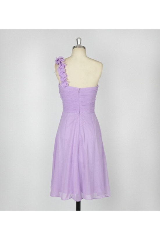 A-Line One-Shoulder Lilac Short Chiffon Bridesmaid Dresses/Evening Dresses BD010639 A-Line One-Shoulder Lilac Short Chiffon Bridesmaid Dresses/Evening Dresses BD010639