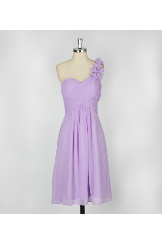 A-Line One-Shoulder Lilac Short Chiffon Bridesmaid Dresses/Evening Dresses BD010639 A-Line One-Shoulder Lilac Short Chiffon Bridesmaid Dresses/Evening Dresses BD010639