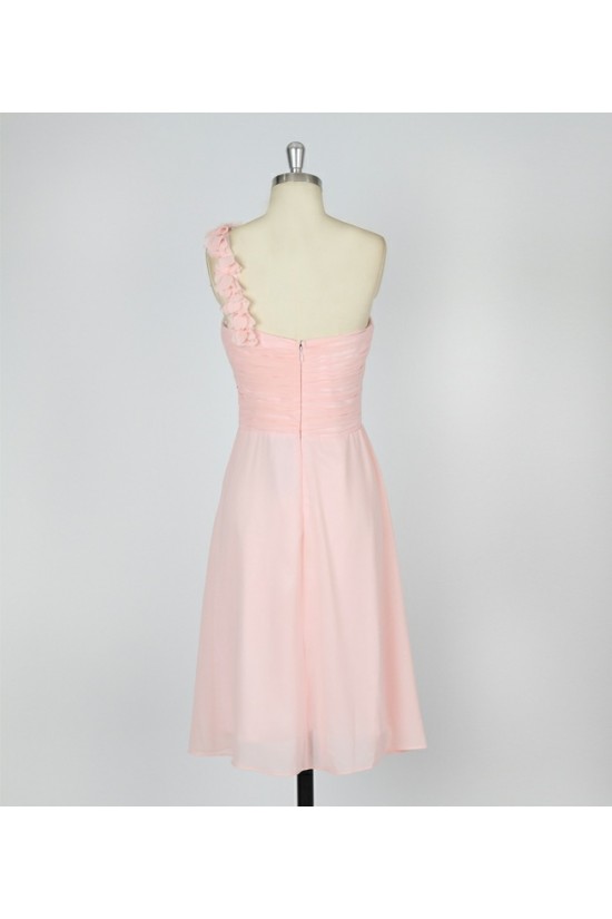 A-Line One-Shoulder Short Pink Chiffon Bridesmaid Dresses/Evening Dresses BD010640 A-Line One-Shoulder Short Pink Chiffon Bridesmaid Dresses/Evening Dresses BD010640