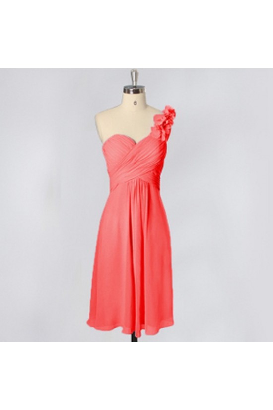 A-Line One-Shoulder Short Blue Chiffon Bridesmaid Dresses/Evening Dresses BD010641 A-Line One-Shoulder Short Blue Chiffon Bridesmaid Dresses/Evening Dresses BD010641