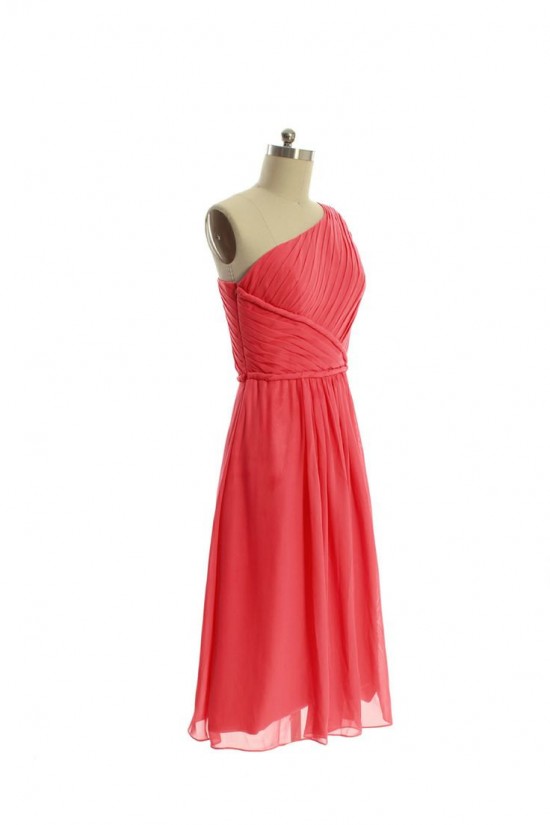 A-Line One-Shoulder Short Chiffon Bridesmaid Dresses/Evening Dresses BD010647 A-Line One-Shoulder Short Chiffon Bridesmaid Dresses/Evening Dresses BD010647