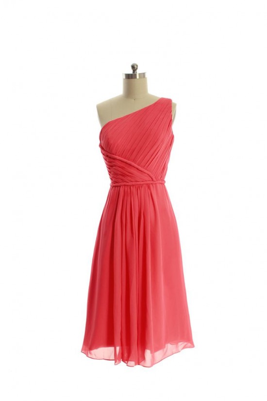 A-Line One-Shoulder Short Chiffon Bridesmaid Dresses/Evening Dresses BD010647 A-Line One-Shoulder Short Chiffon Bridesmaid Dresses/Evening Dresses BD010647