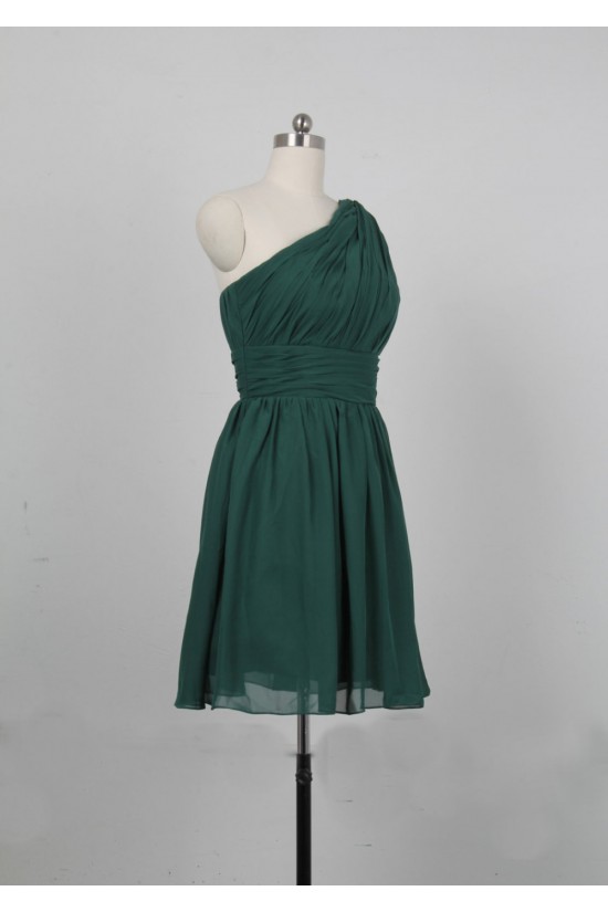 A-Line One-Shoulder Short Chiffon Bridesmaid Dresses/Evening Dresses BD010648 A-Line One-Shoulder Short Chiffon Bridesmaid Dresses/Evening Dresses BD010648