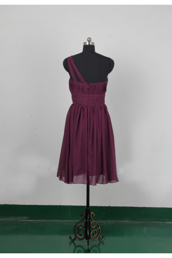 A-Line One-Shoulder Short Chiffon Bridesmaid Dresses/Evening Dresses BD010648 A-Line One-Shoulder Short Chiffon Bridesmaid Dresses/Evening Dresses BD010648