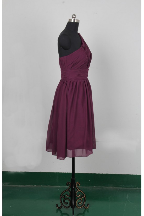A-Line One-Shoulder Short Chiffon Bridesmaid Dresses/Evening Dresses BD010648 A-Line One-Shoulder Short Chiffon Bridesmaid Dresses/Evening Dresses BD010648