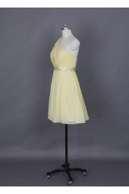 A-Line One-Shoulder Short Chiffon Bridesmaid Dresses/Evening Dresses BD010652 A-Line One-Shoulder Short Chiffon Bridesmaid Dresses/Evening Dresses BD010652