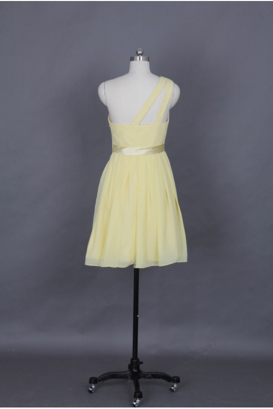 A-Line One-Shoulder Short Chiffon Bridesmaid Dresses/Evening Dresses BD010652 A-Line One-Shoulder Short Chiffon Bridesmaid Dresses/Evening Dresses BD010652