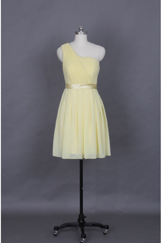 A-Line One-Shoulder Short Chiffon Bridesmaid Dresses/Evening Dresses BD010652 A-Line One-Shoulder Short Chiffon Bridesmaid Dresses/Evening Dresses BD010652