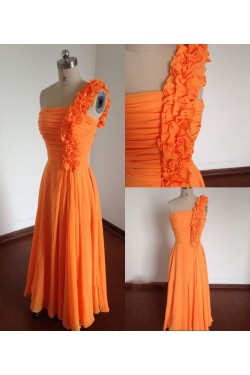A-Line One-Shoulder Long Chiffon Bridesmaid Dresses/Wedding Party Dresses BD010671