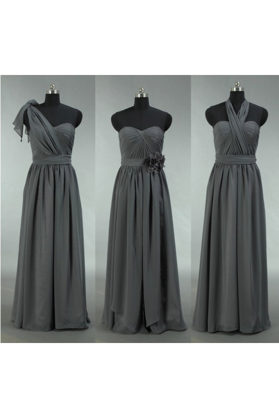 A-Line Long Grey Chiffon Bridesmaid Dresses/Wedding Party Dresses BD010695 A-Line Long Grey Chiffon Bridesmaid Dresses/Wedding Party Dresses BD010695