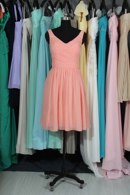 A-Line V-Neck Short Chiffon Bridesmaid Dresses/Wedding Party Dresses BD010700 A-Line V-Neck Short Chiffon Bridesmaid Dresses/Wedding Party Dresses BD010700
